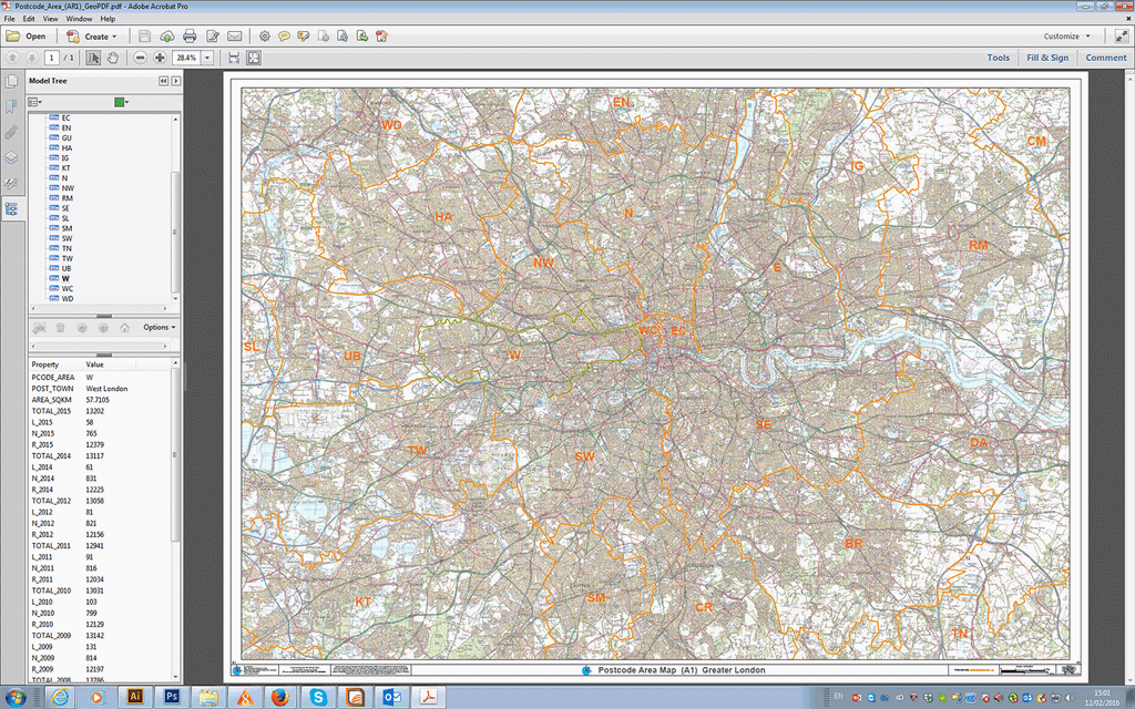 Postcode Area Map Greater London - Editable GeoPDF