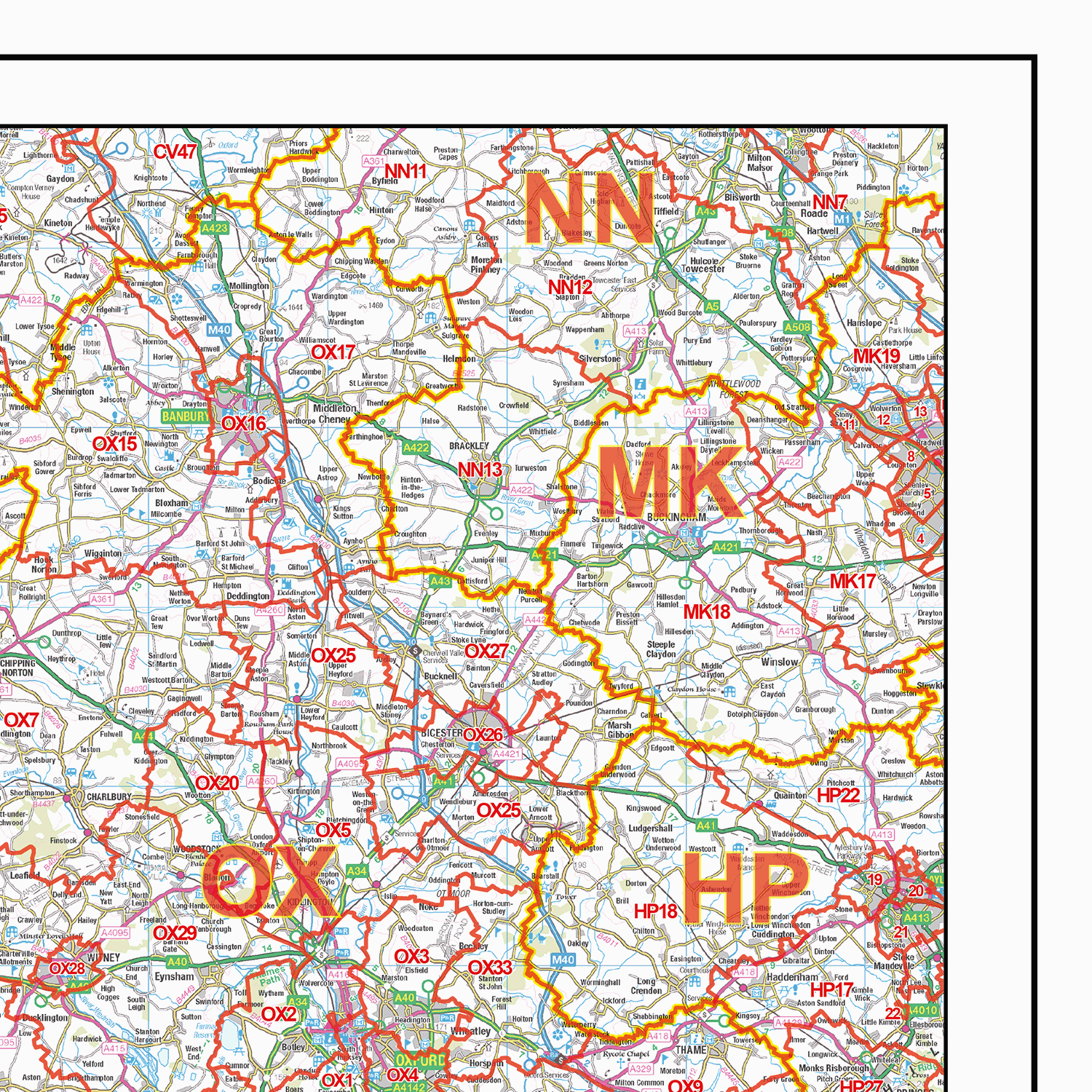 South West England - Postcode District Wall Map - GIF Image