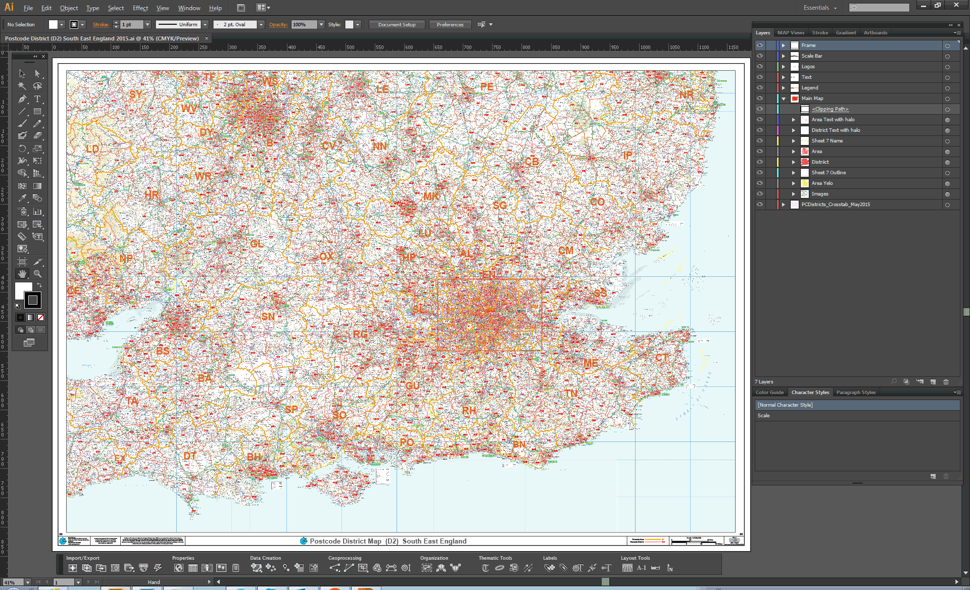 Customise Postcode Map South East England - Postcode District - Editable GeoPDF – XYZ Maps