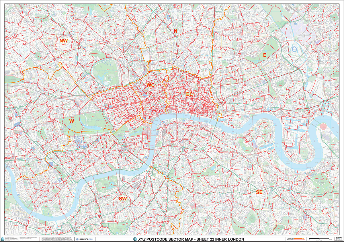 London City Centre Postcode Sector Map (C1) - Editable GeoPDF