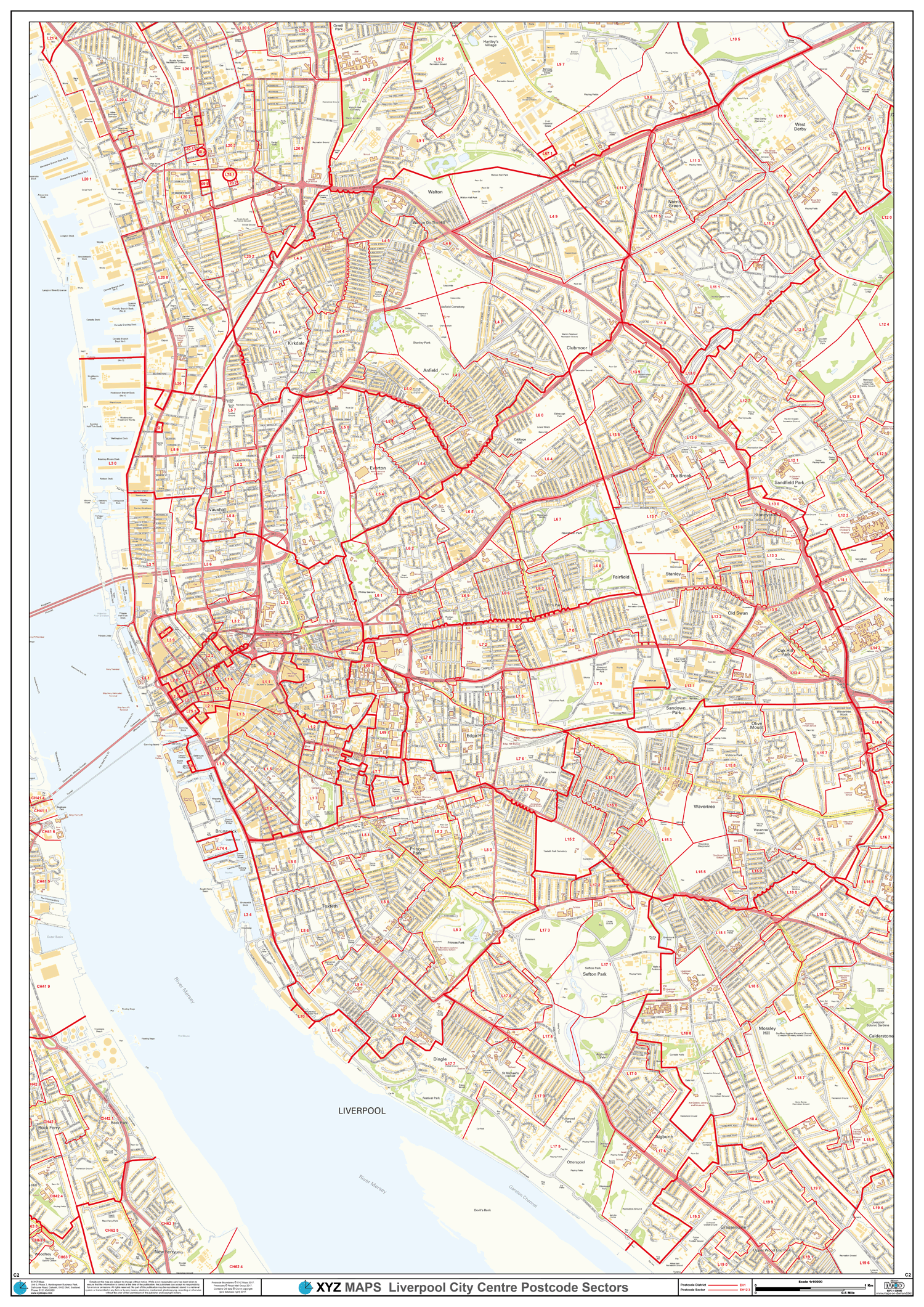 Liverpool City Centre Postcode Sector Map (C2) - GIF Image