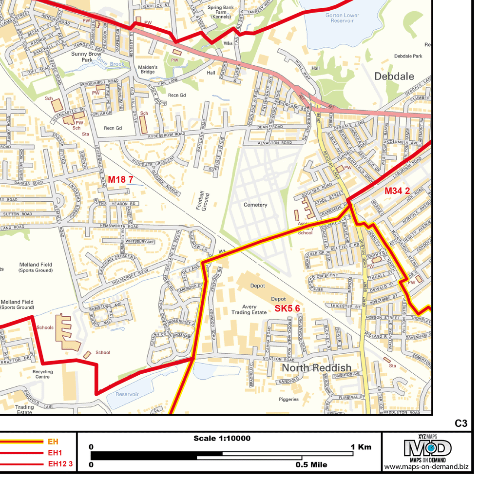 Manchester City Centre Postcode Sector Map (C3) - GeoPDF
