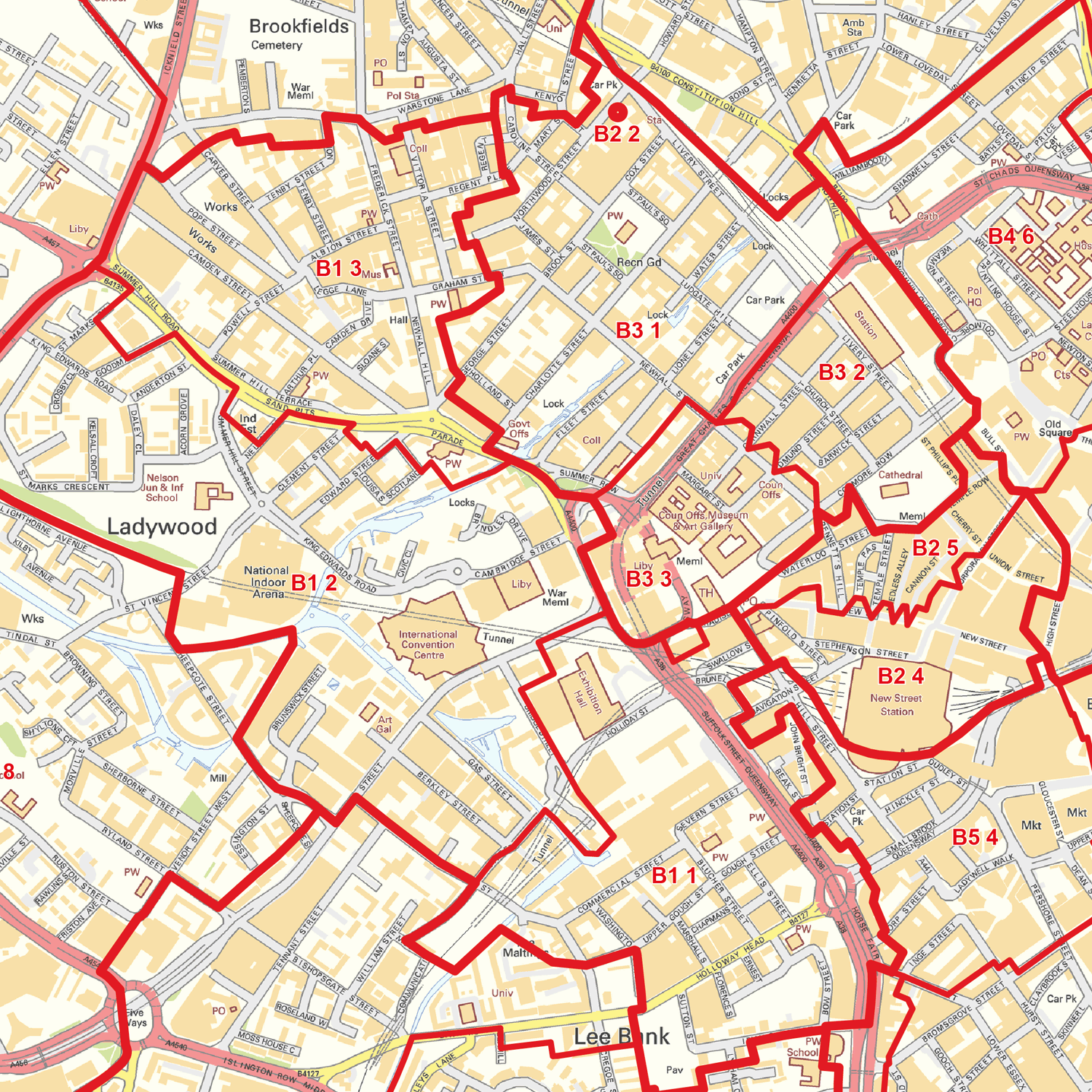 Birmingham City Centre Postcode Sector Map (C4) - GeoPDF
