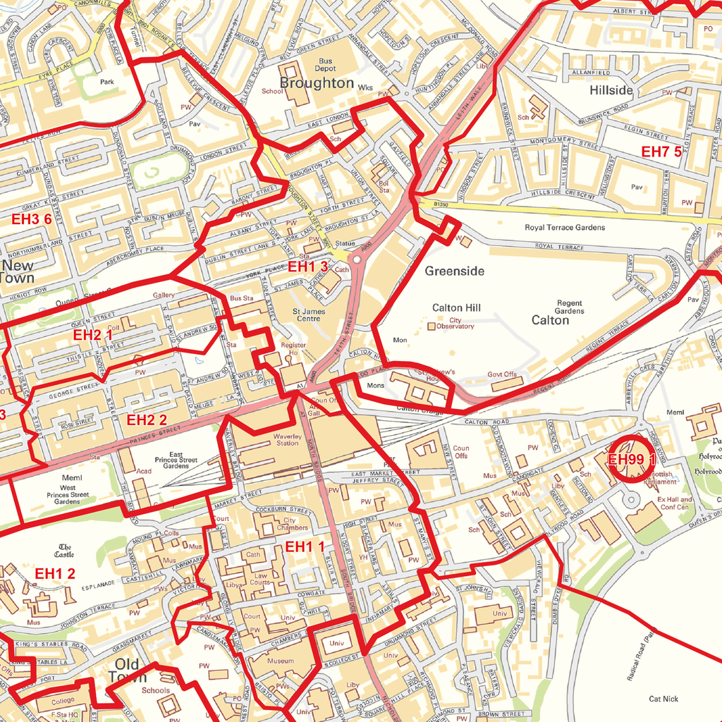 Edinburgh City Centre Postcode Sector Map (C6) - GIF Image