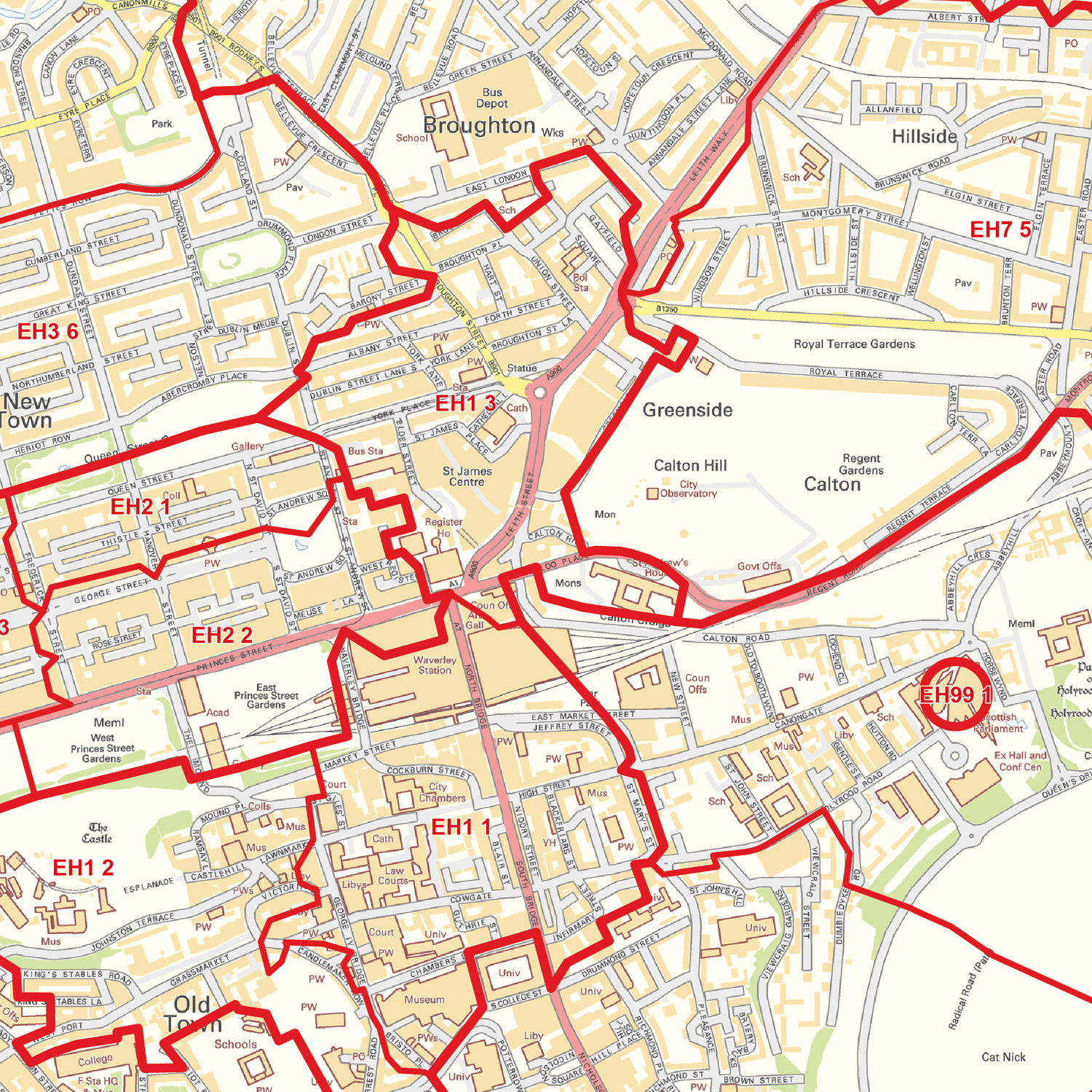 Edinburgh City Centre Postcode Sector Map (C6) - GIF Image