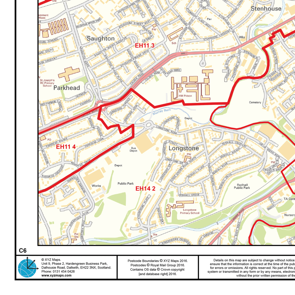 Edinburgh City Centre Postcode Sector Map (C6) - GIF Image