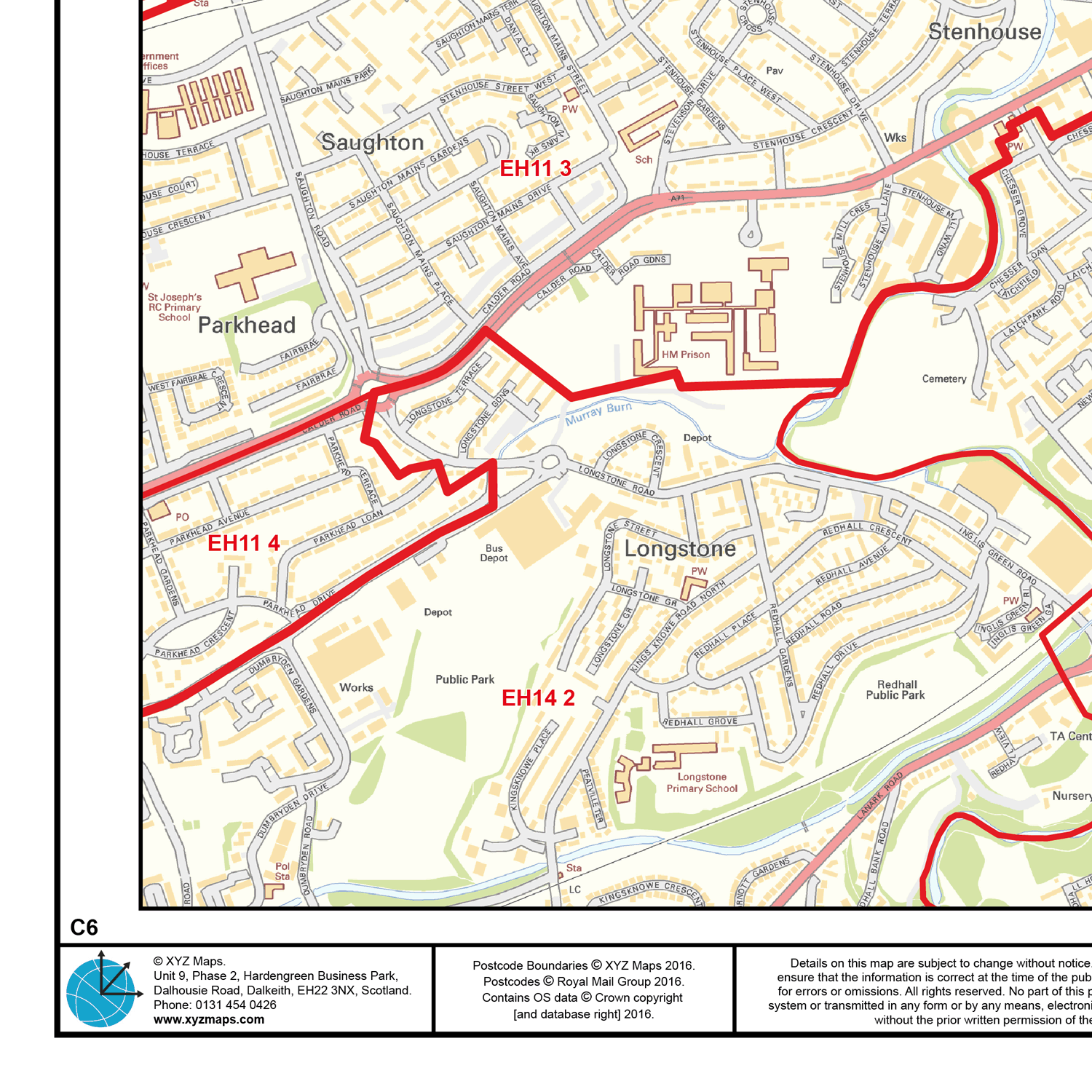 Edinburgh City Centre Postcode Sector Map (C6) - GIF Image