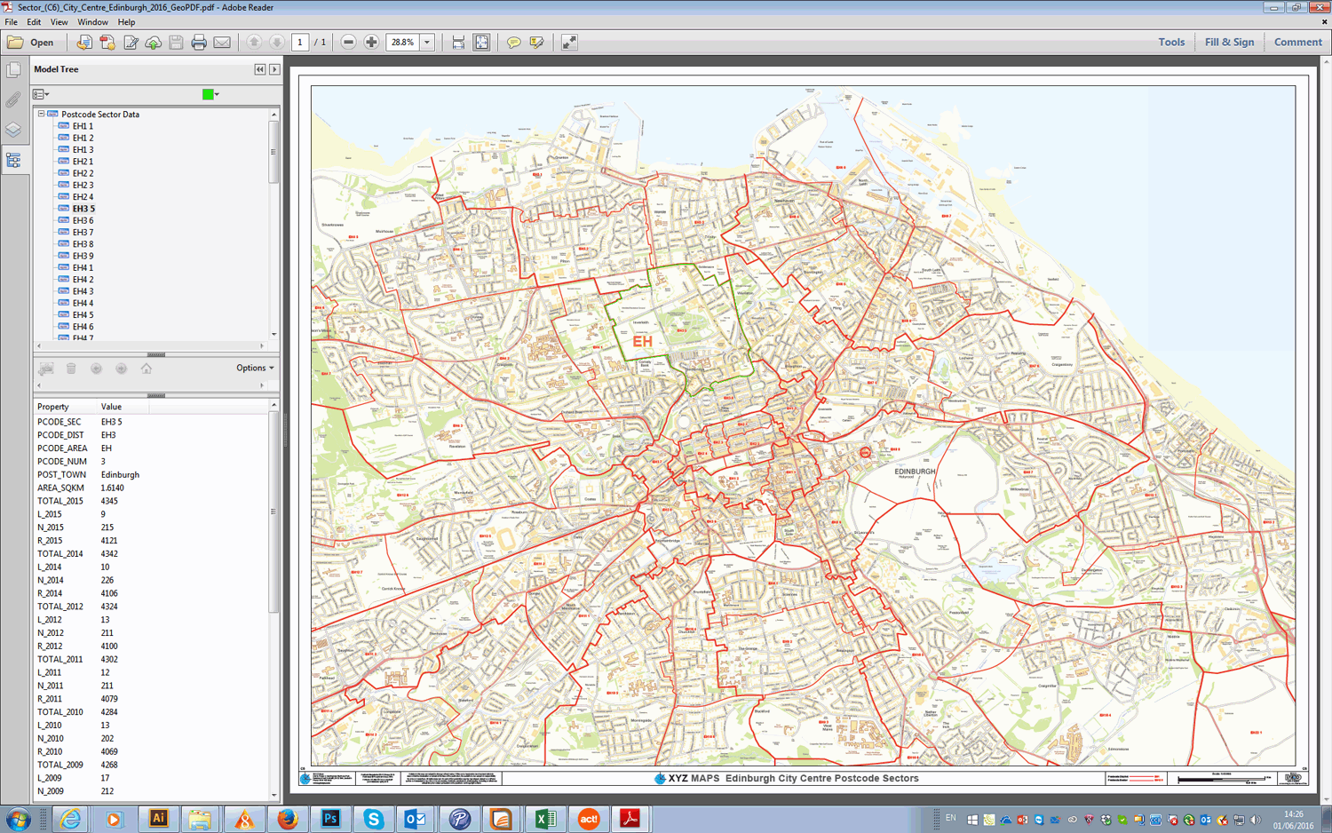 Edinburgh City Centre Postcode Sector Map (C6) - GeoPDF