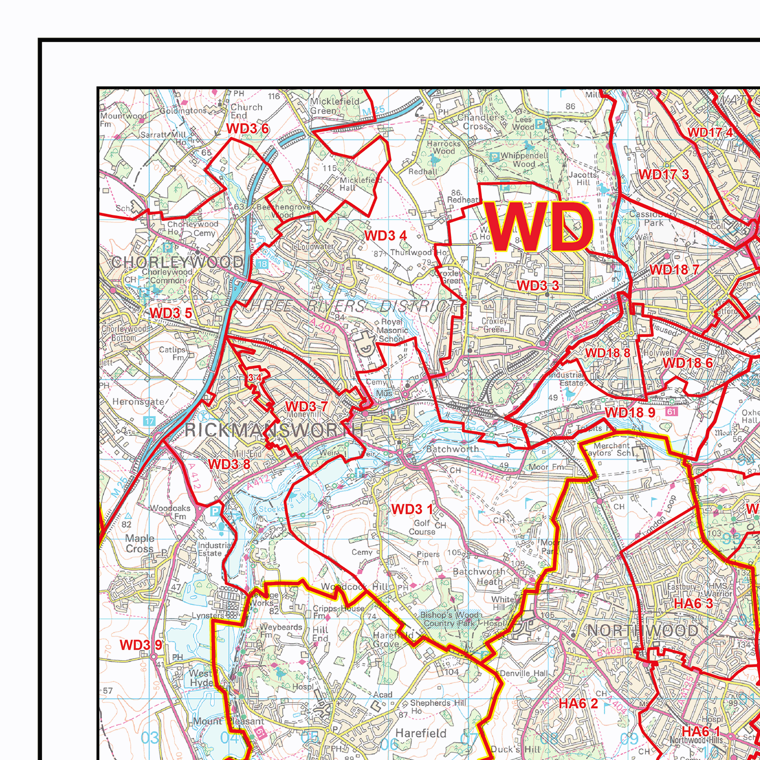 G12 Postcode Map Greater London Postcode Sector Map (C7) - GIF Image – XYZ Maps