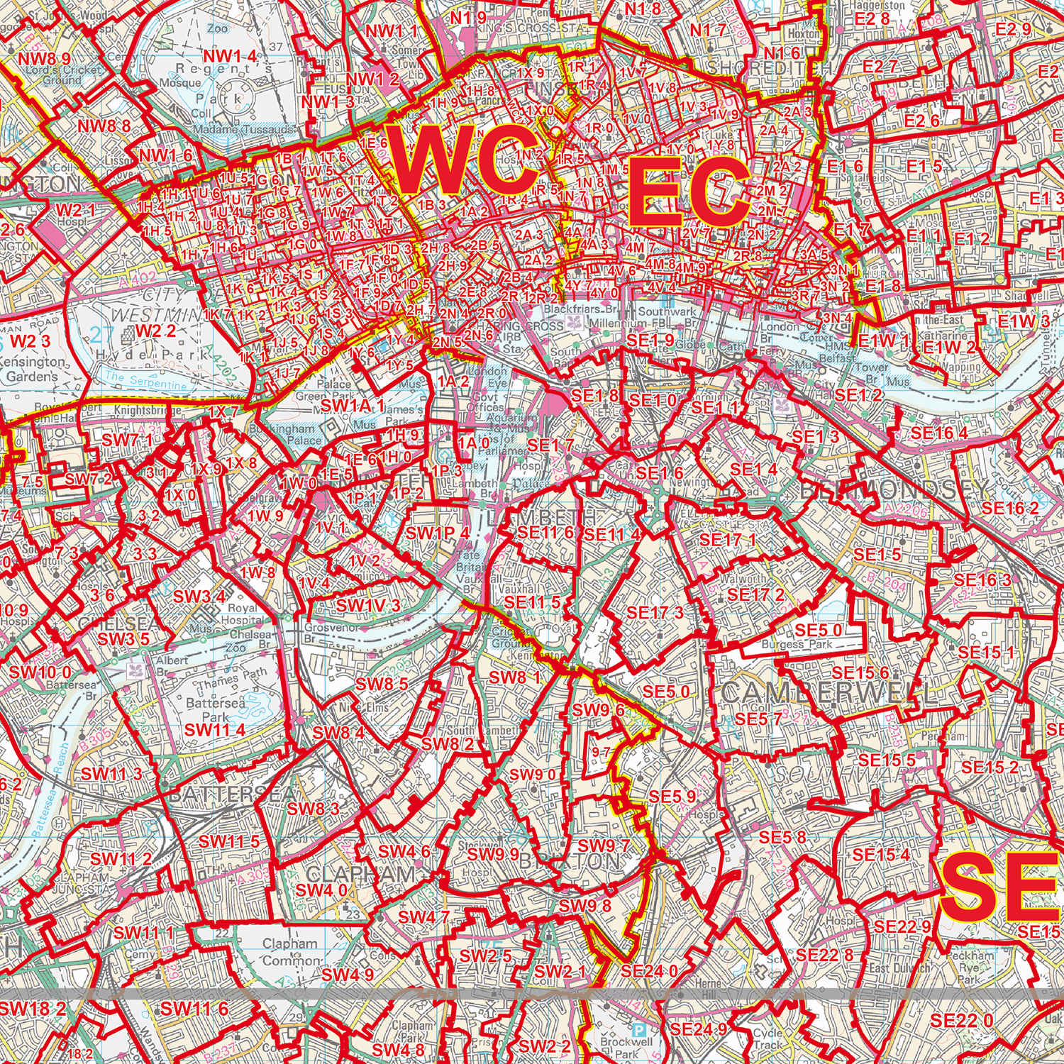 Greater London Postcode Sector Map (C7) - Editable GeoPDF