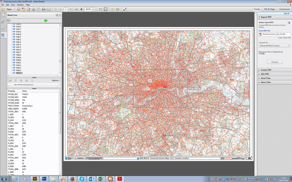 Greater London Postcode Sector Map (C7) - Editable GeoPDF