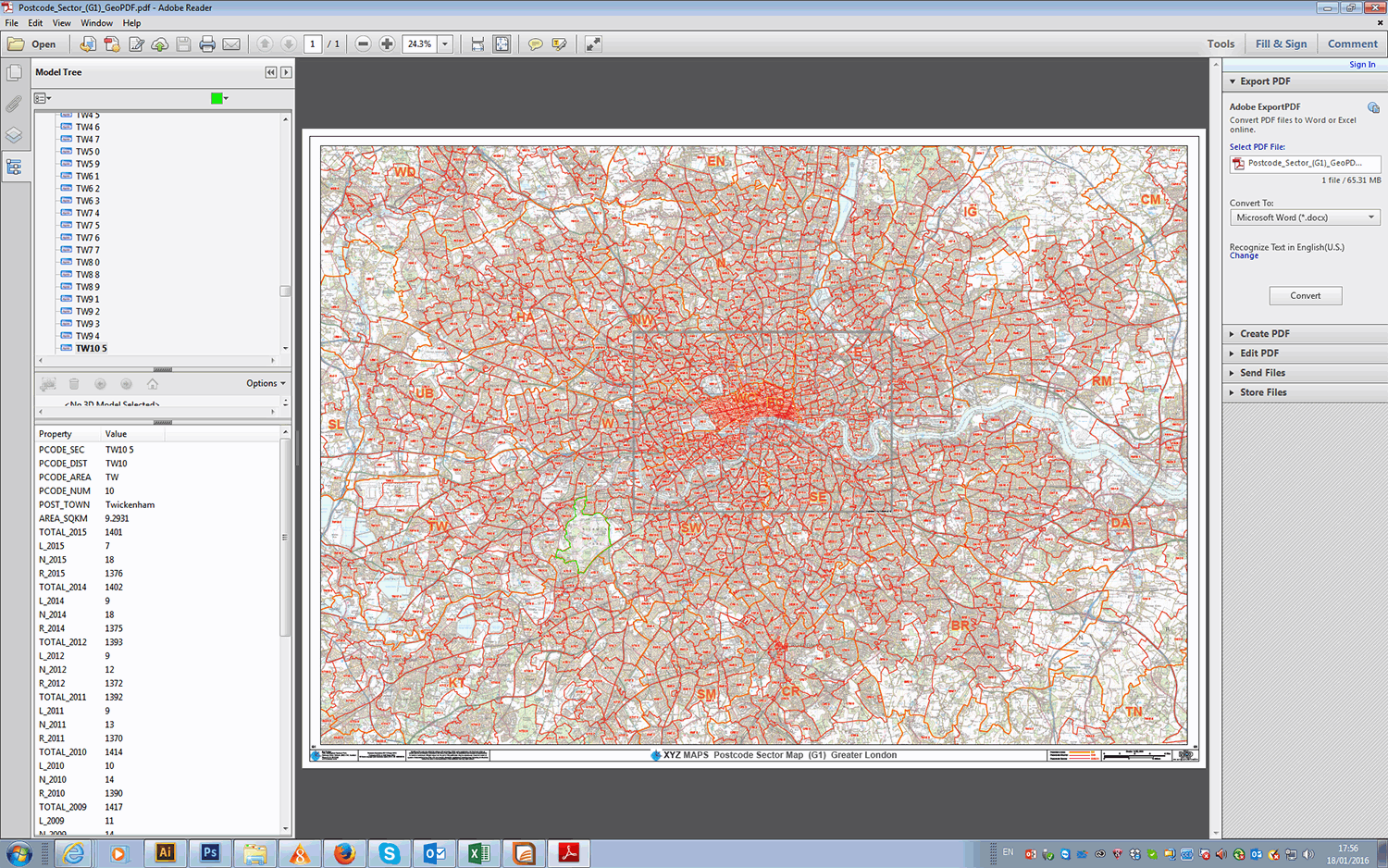 Greater London Postcode Sector Map (C7) - Editable GeoPDF