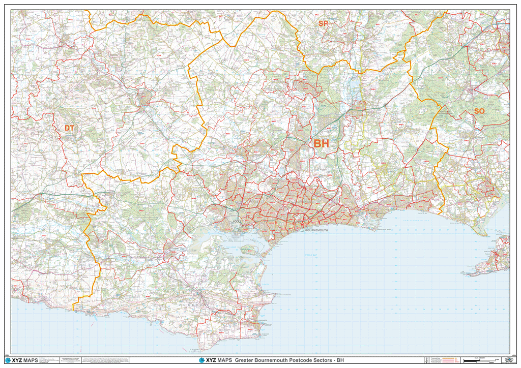 B92 Postcode Map Bournemouth - BH - Postcode Map - Editable GeoPDF (G21) – XYZ Maps