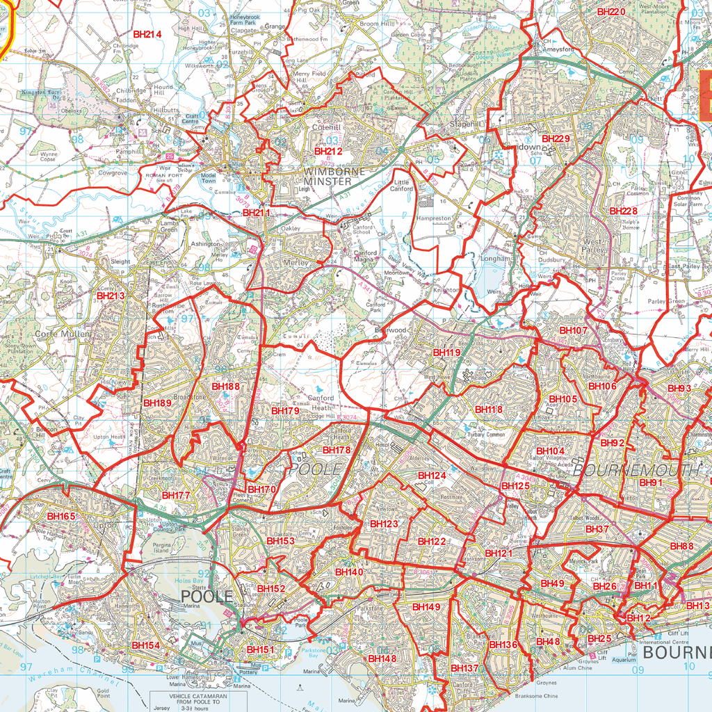 Bournemouth - BH - Postcode Map - Locked PDF (G21)