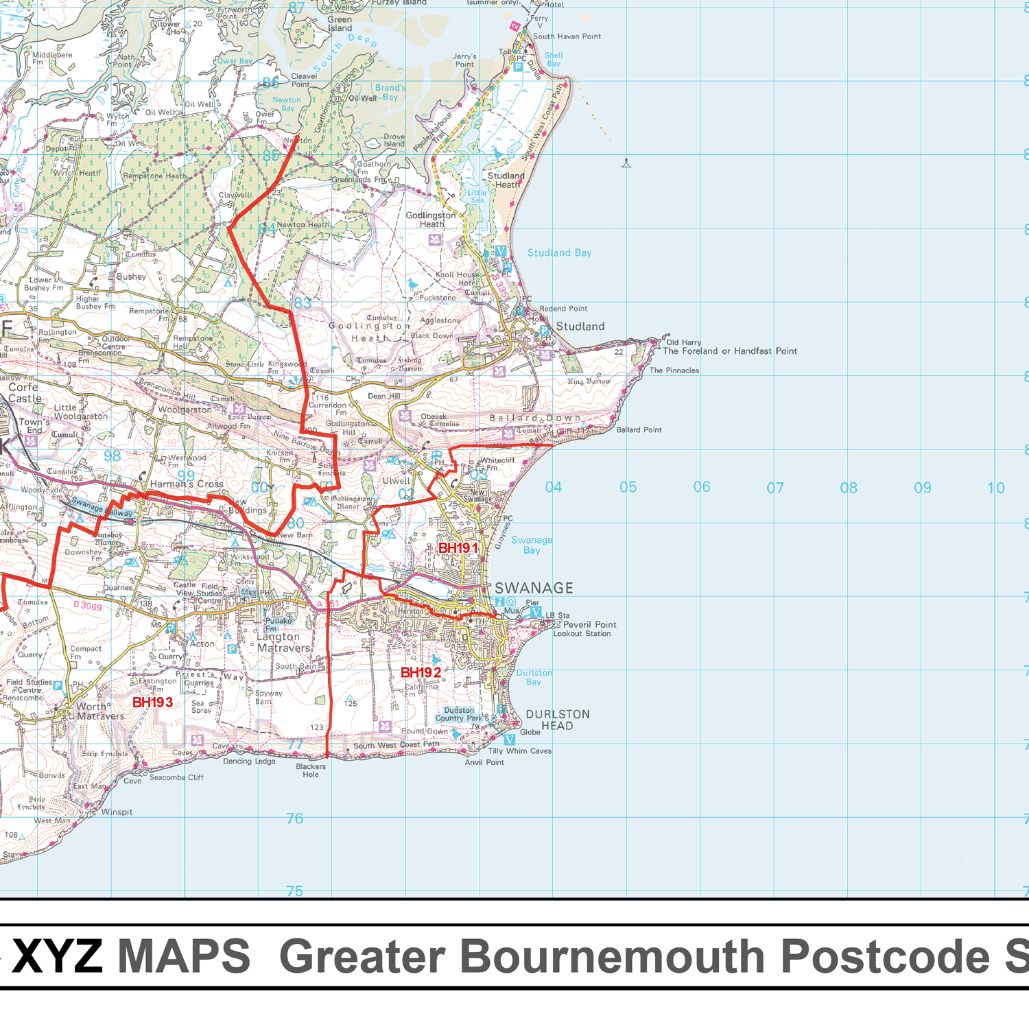 Bournemouth - BH - Postcode Map - Editable GeoPDF (G21)