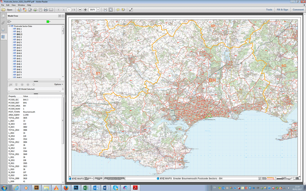 Bournemouth - BH - Postcode Map - Editable GeoPDF (G21)
