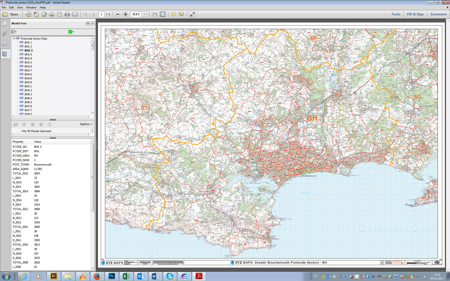 Bournemouth - BH - Postcode Map - Editable GeoPDF (G21)
