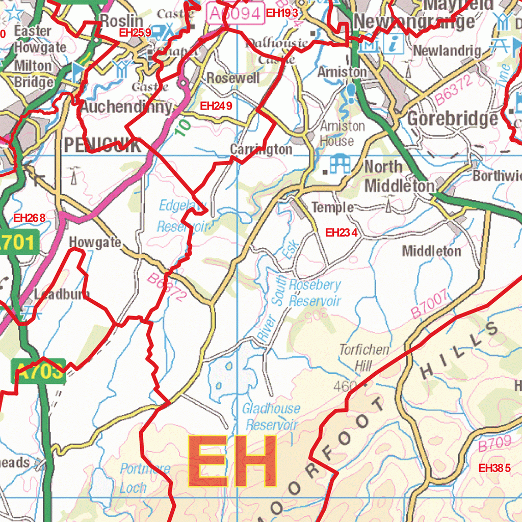 Ex5 Postcode Map Edinburgh - EH - Postcodes GIF Image (G5) – XYZ Maps