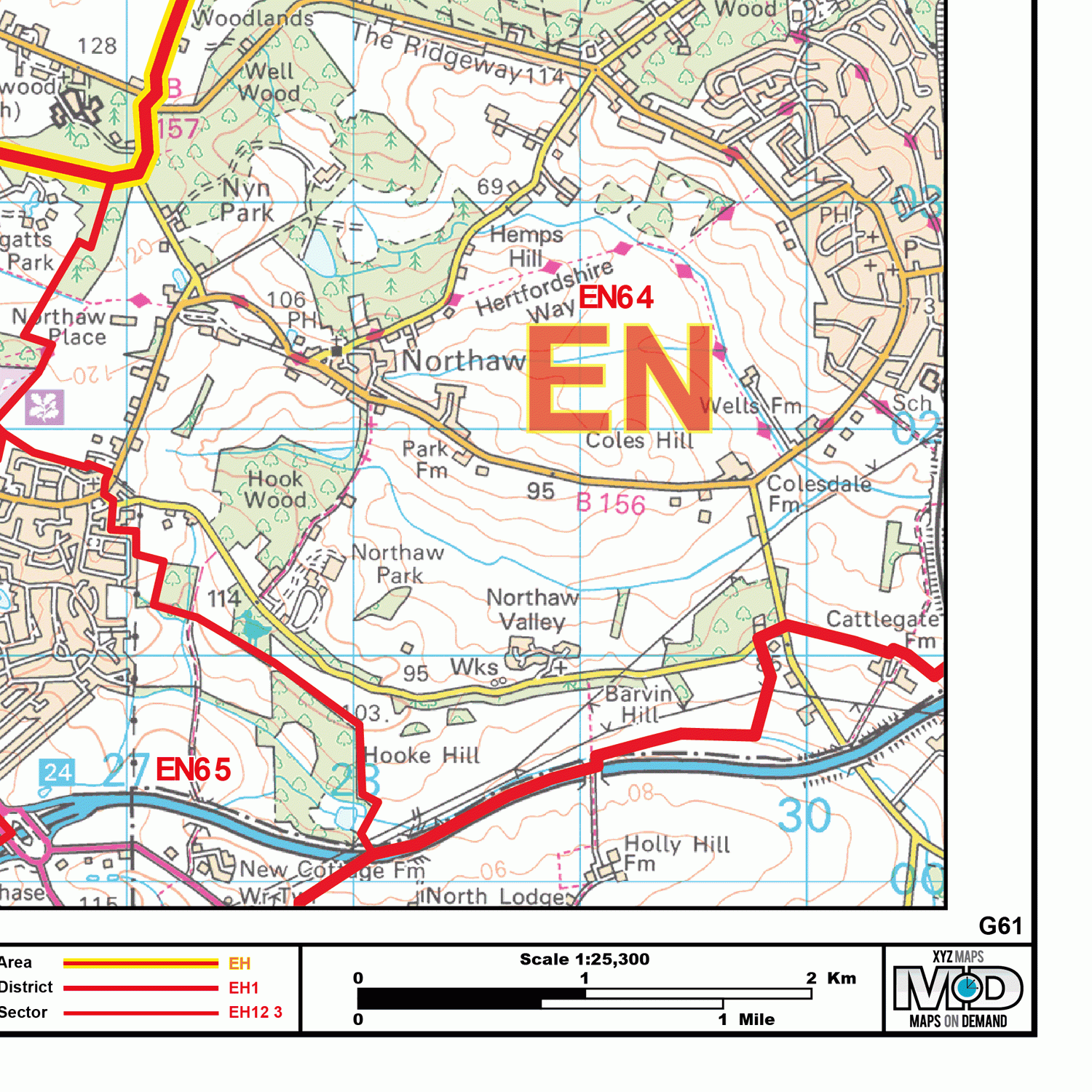 St Albans - AL- Postcode Wall Map