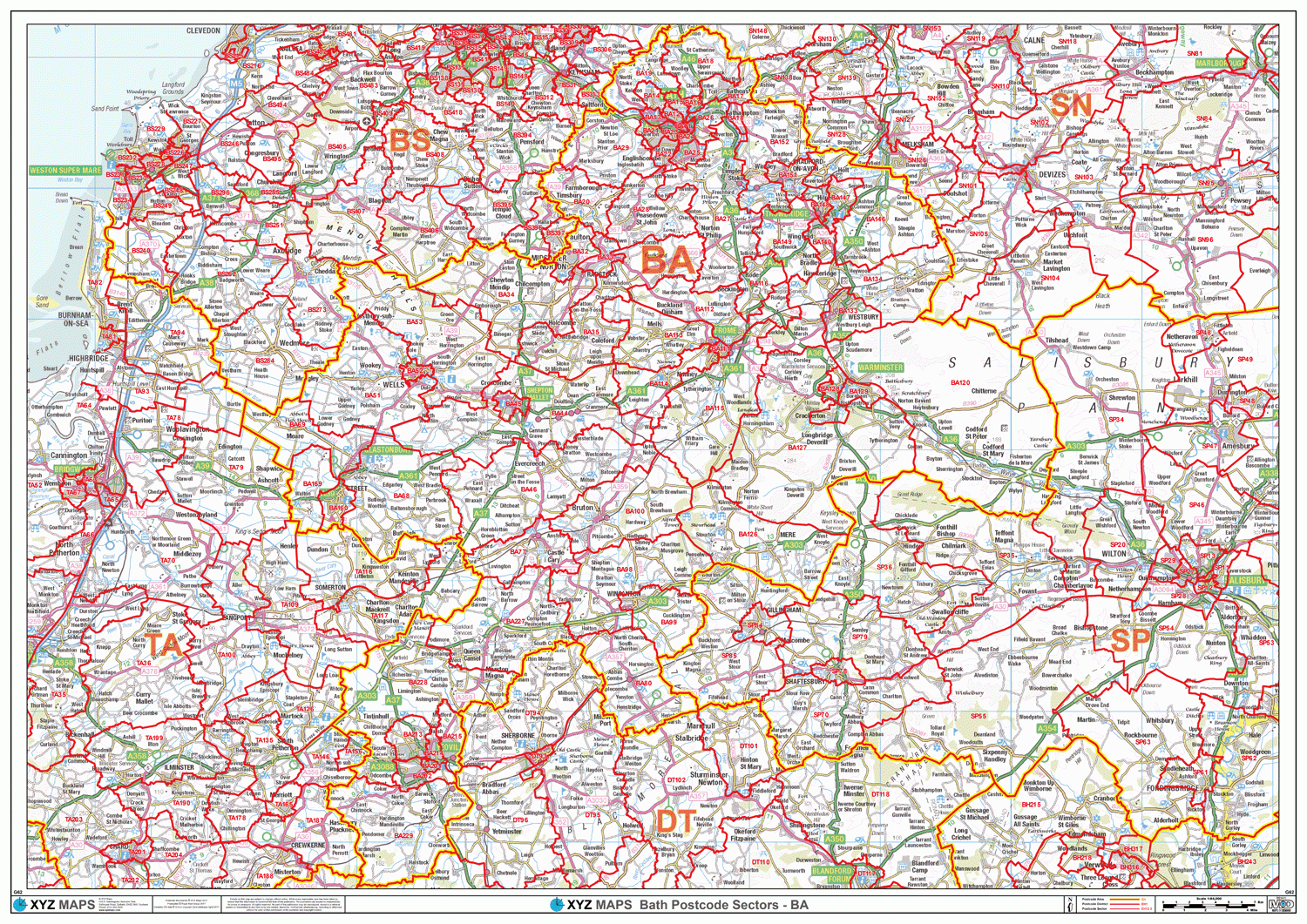 Bath - BA - Postcode Wall Map