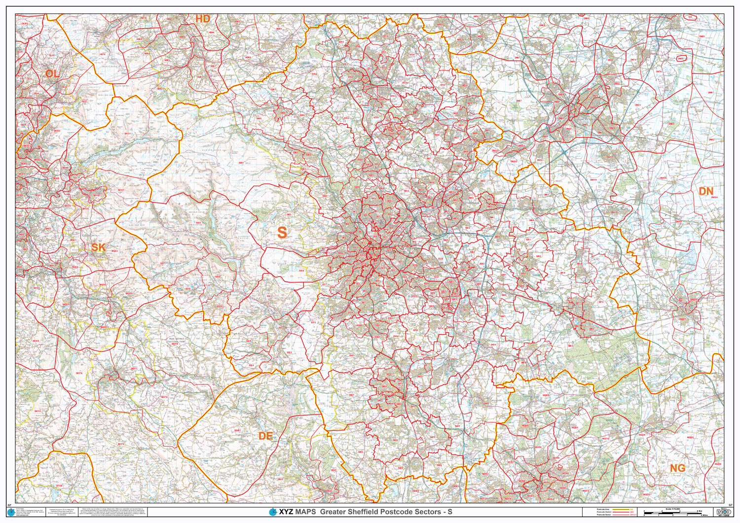 Sheffield - S - Postcodes Locked PDF (G7) – XYZ Maps