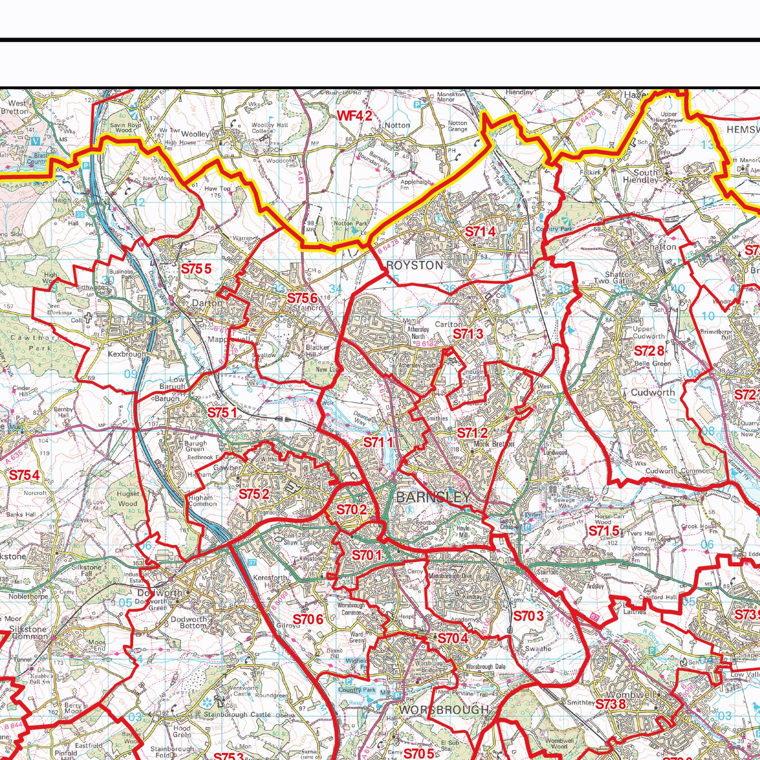 Er Postcode Map Sheffield - S - Postcodes Locked PDF (G7) – XYZ Maps