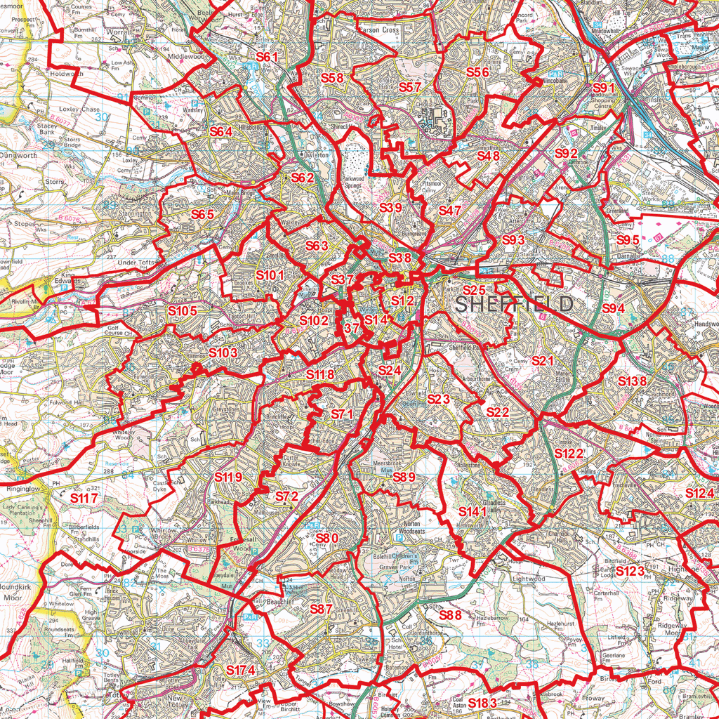 Gvp's Postcode Sheffield - S - Postcodes Locked PDF (G7) – XYZ Maps