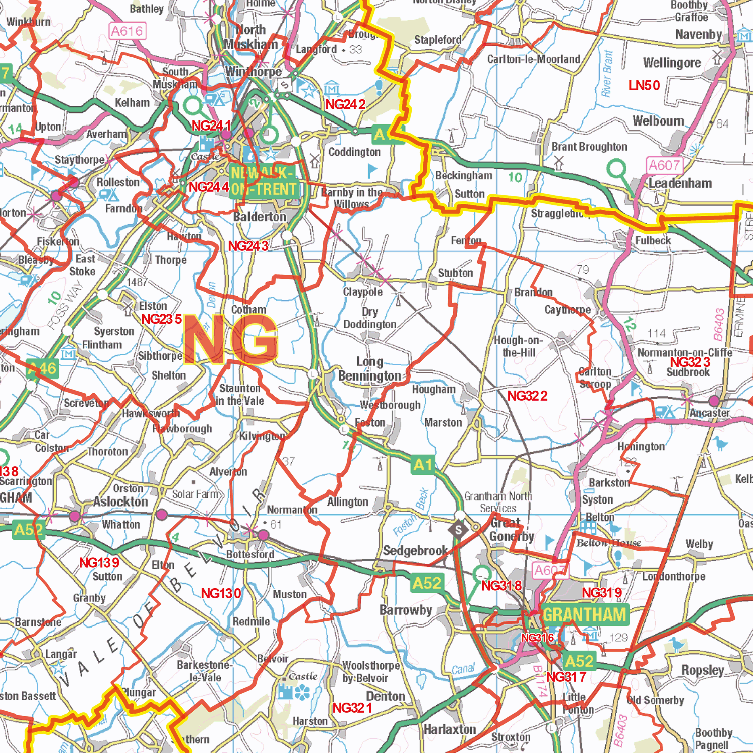 Postcode Sector Map - (S11) - Lincolnshire & Derbyshire - GIF Image