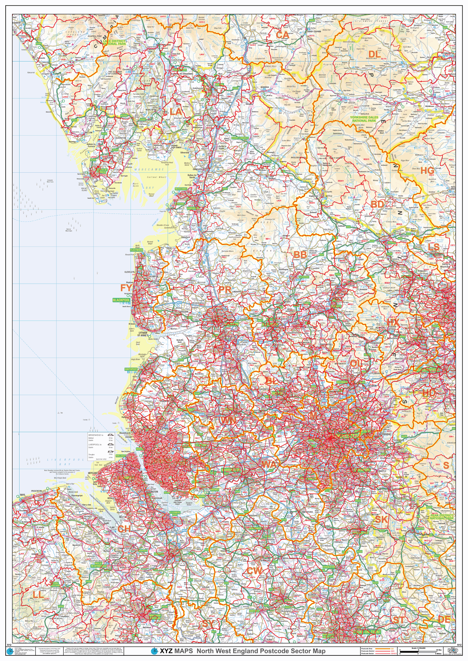 Postcode Sector Map - (S12) - North West England - GIF Image