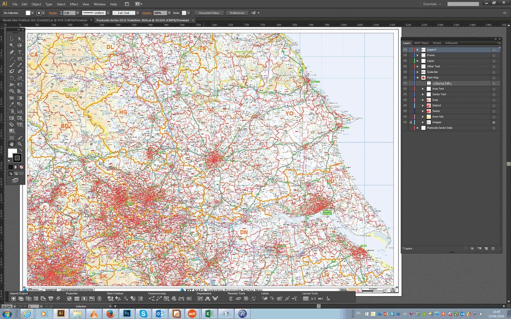 Postcode Sector Map - (S13) - Yorkshire - Editable GeoPDF