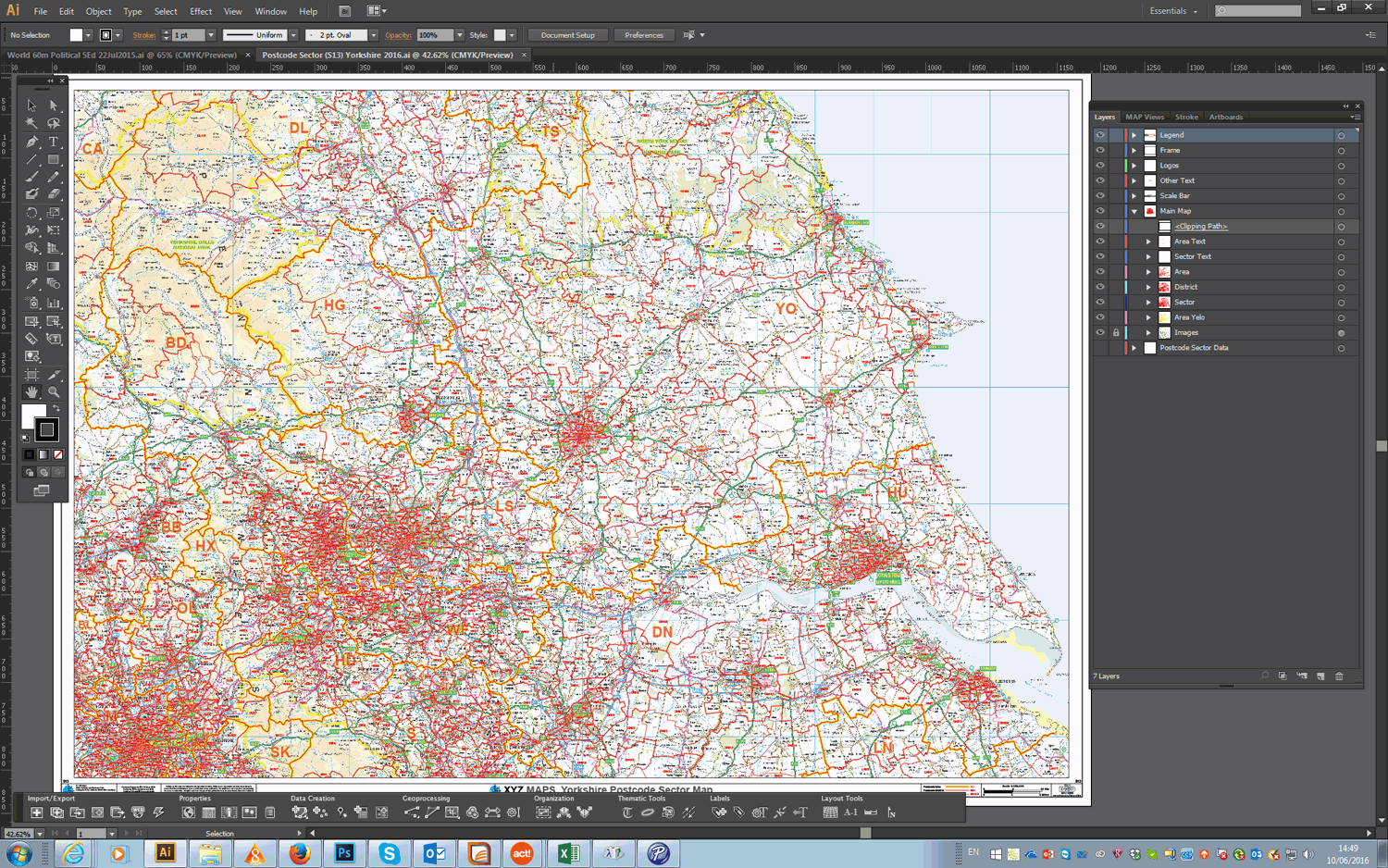 Postcode Sector Map - (S13) - Yorkshire - Editable GeoPDF