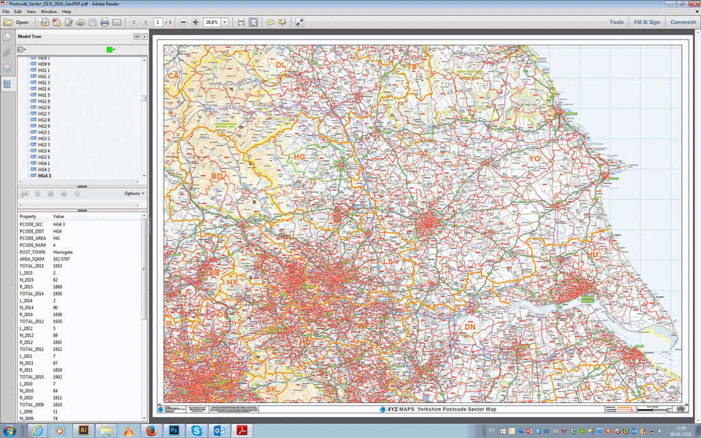 Postcode Sector Map - (S13) - Yorkshire - Editable GeoPDF