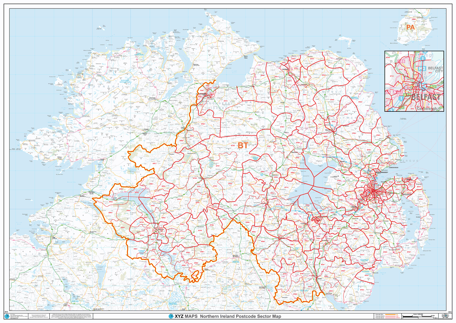 Postcode Sector Map - (S14) - Northern Ireland - GIF Image