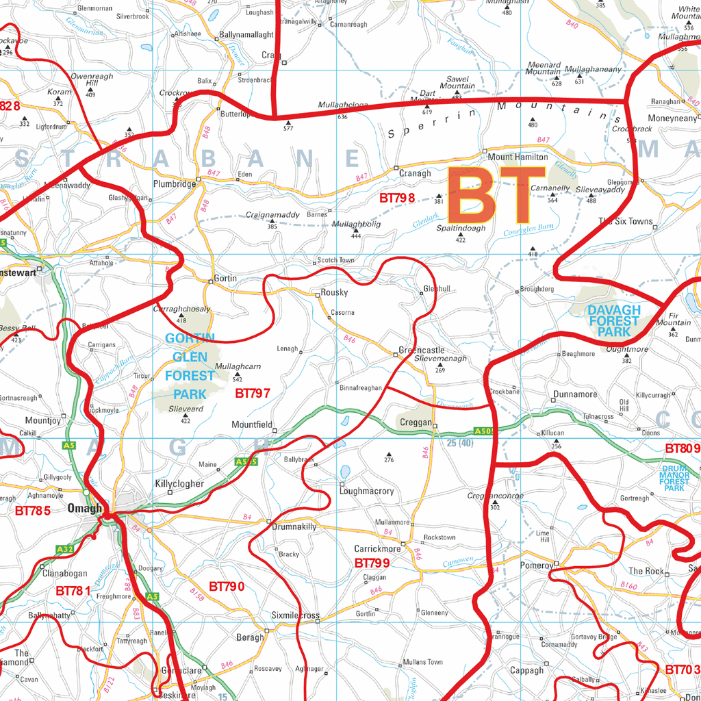 Northern Ireland Postcode Sector Wall Map - (S14)