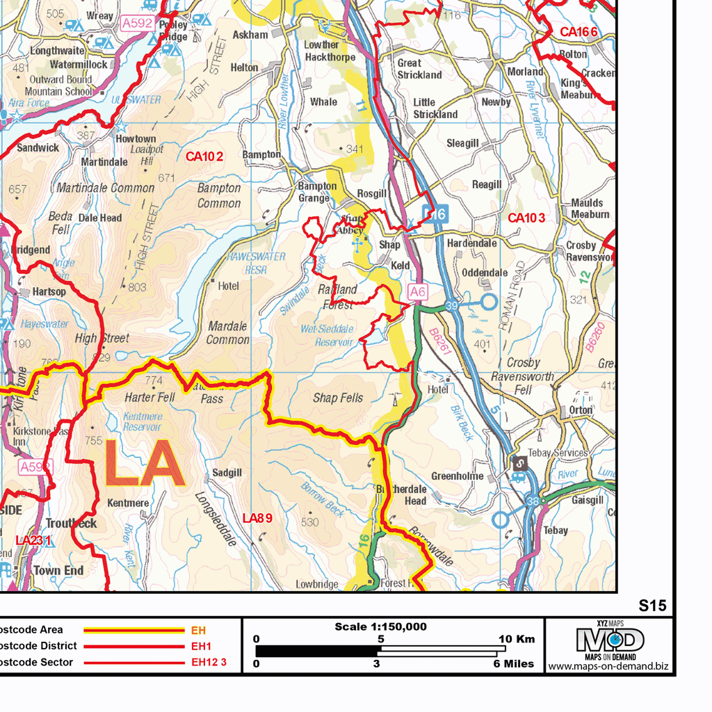 Ws15 Postcode Map Postcode Sector Map - (S15) - South West Scottish Borders - Editable G ...