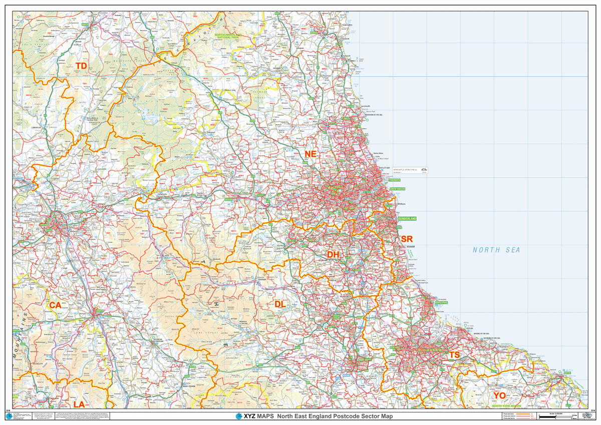Postcode North Postcode Sector Map - (S16) - North East England - GIF Image β XYZ Maps