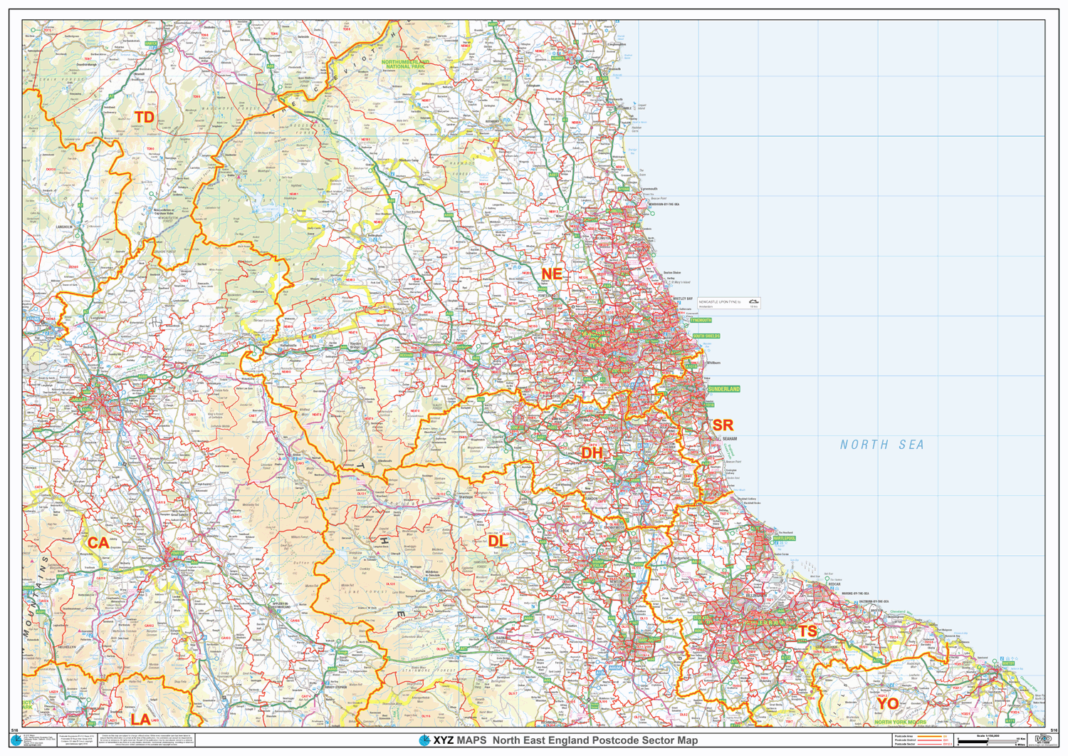 Postcode Sector Map - (S16) - North East England - GIF Image