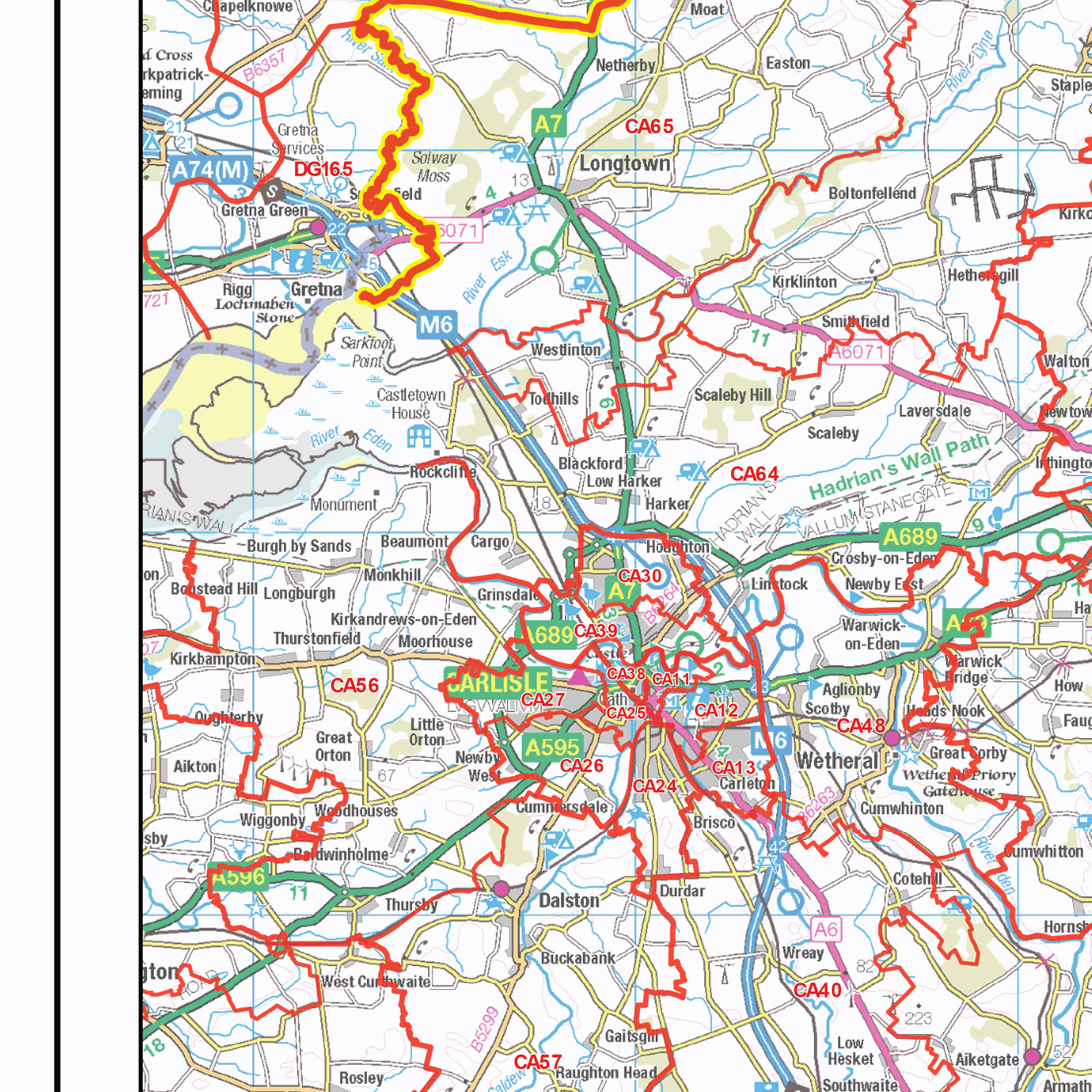 S32 Postcode Map Postcode Sector Map - (S16) - North East England - GIF Image – XYZ Maps