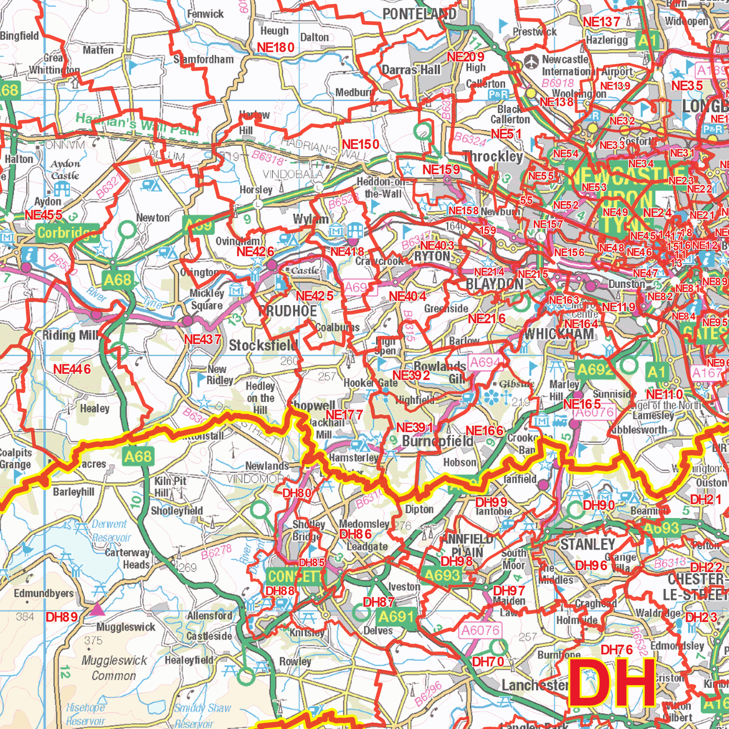Postcode Sector Map - (S16) - North East England - Editable GeoPDF