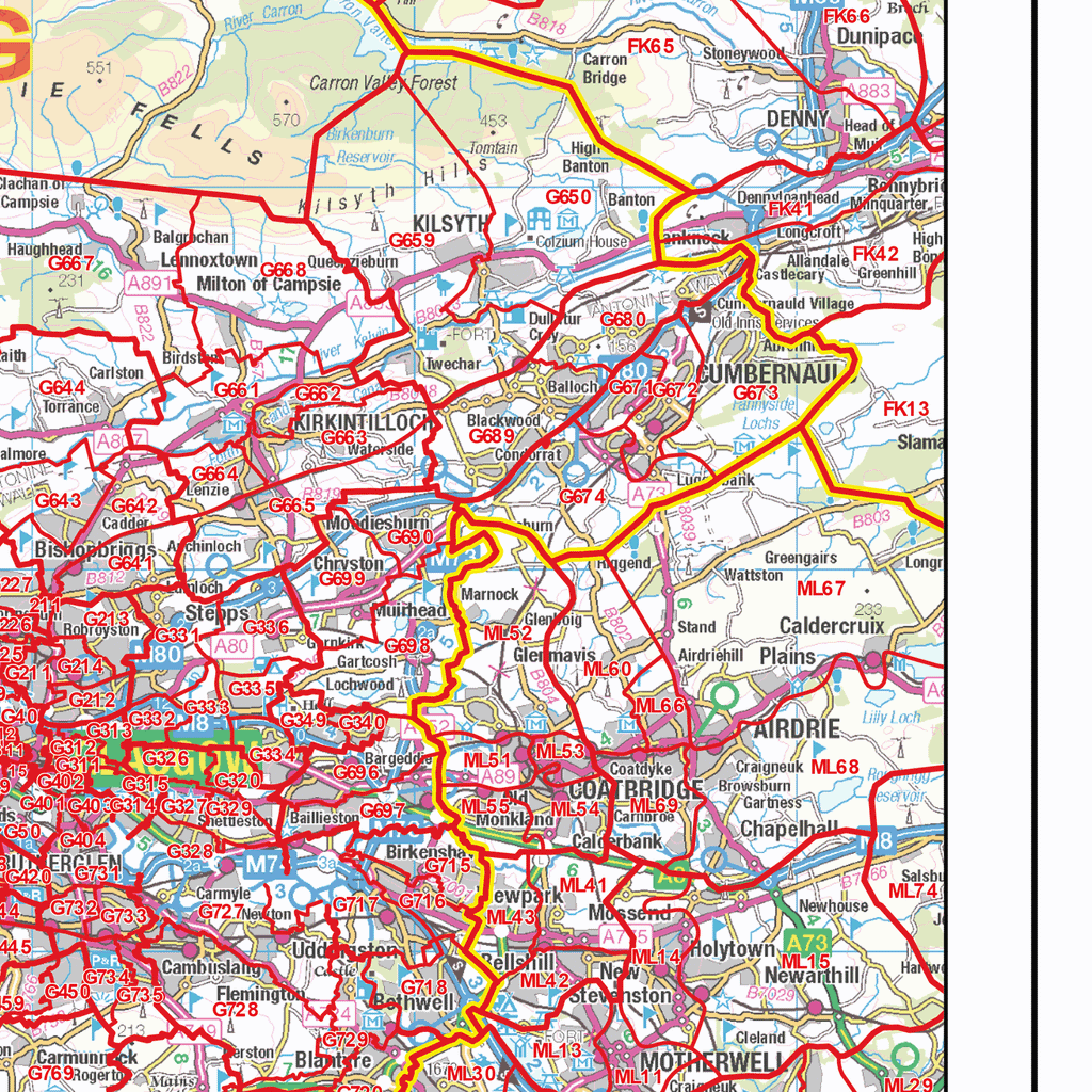 Printable Sp Postcode Map Postcode Sector Map - (S17) - Scottish Central Belt West - GIF Image ...