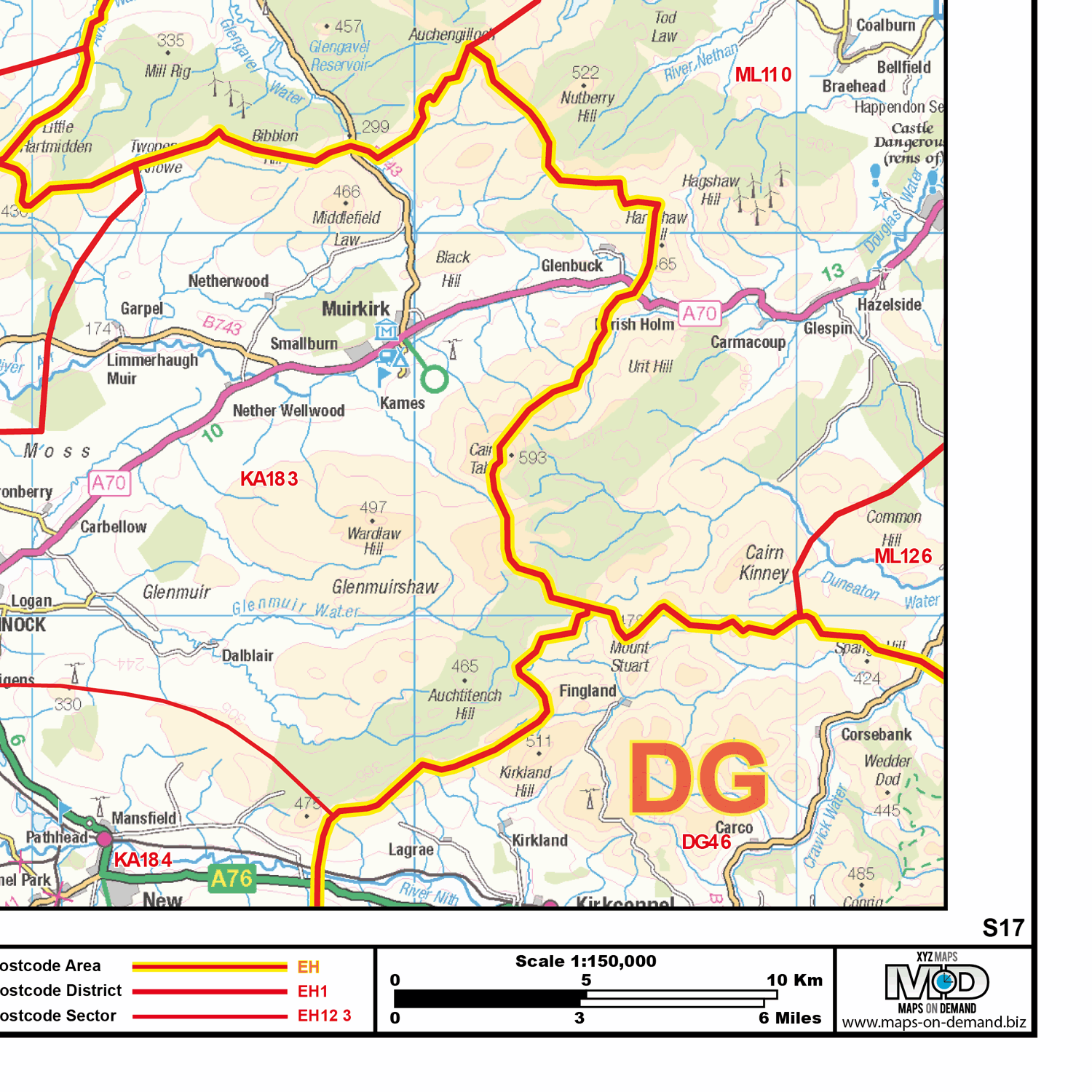 Postcode Sector Map - (S17) - Scottish Central Belt West - GIF Image