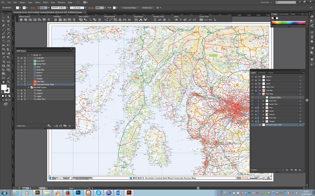 Postcode Sector Map - (S17) - Scottish Central Belt West - Editable GeoPDF