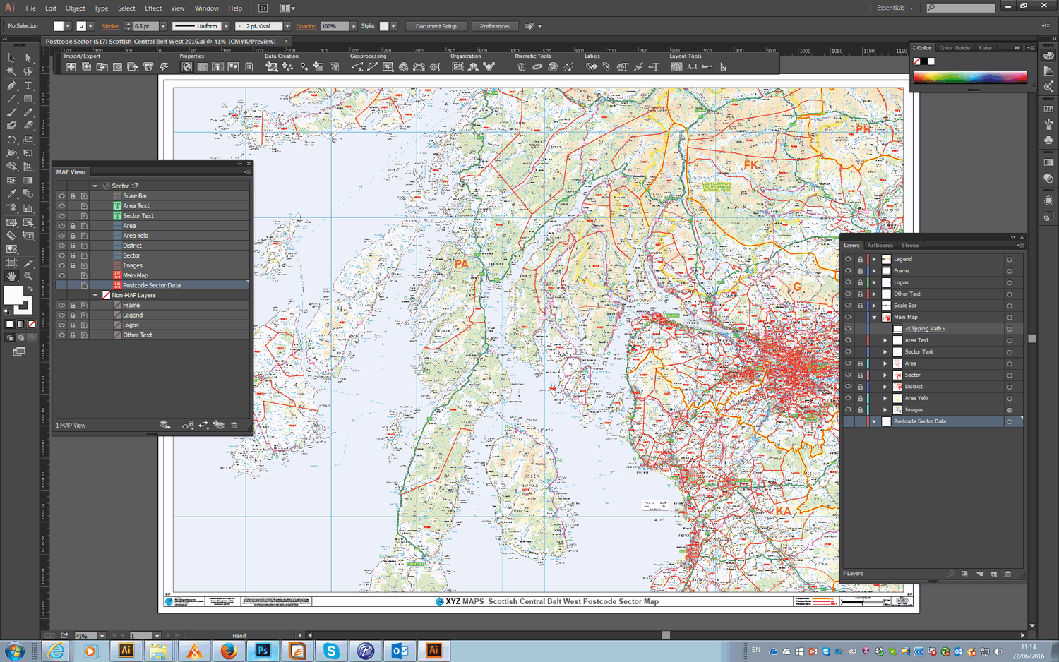Postcode Sector Map - (S17) - Scottish Central Belt West - Editable GeoPDF