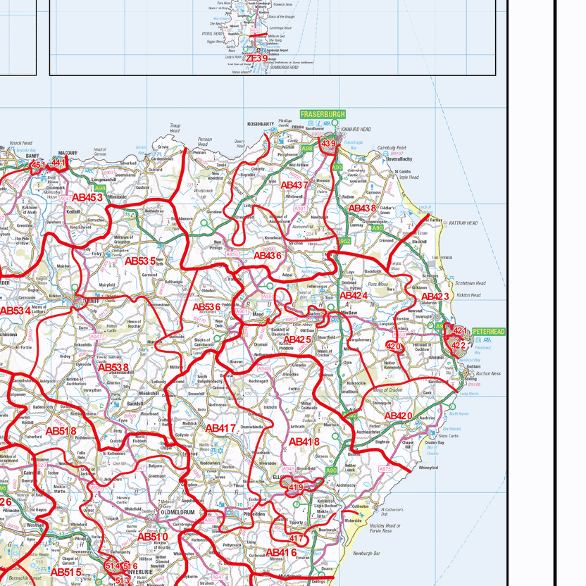 Postcode Map Ka19 Postcode Sector Map - (S19) - Highlands & Islands - GIF Image – XYZ Maps
