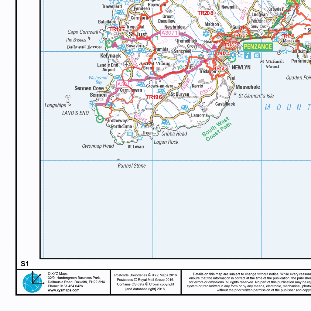 Postcode Sector Map - (S1) - South West England - Locked PDF