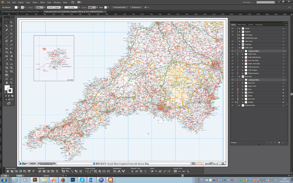 8001 Postcode Map Postcode Sector Map - (S1) - South West England - Editable GeoPDF – XYZ ...