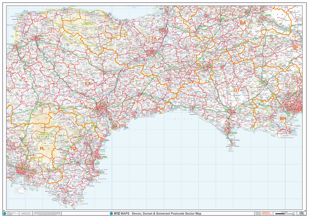 Postcode Sector Map - (S2) - Devon, Dorset & Somerset - Locked PDF