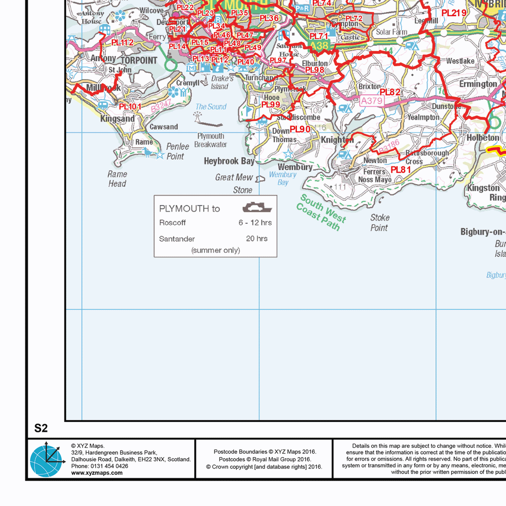 Postcode Sector Map - (S2) - Devon, Dorset & Somerset - Locked PDF