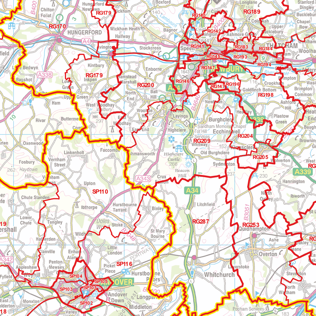 Postcode Visual Map Postcode Sector Map - (S3) - Central Southern England - GIF Image – XYZ ...