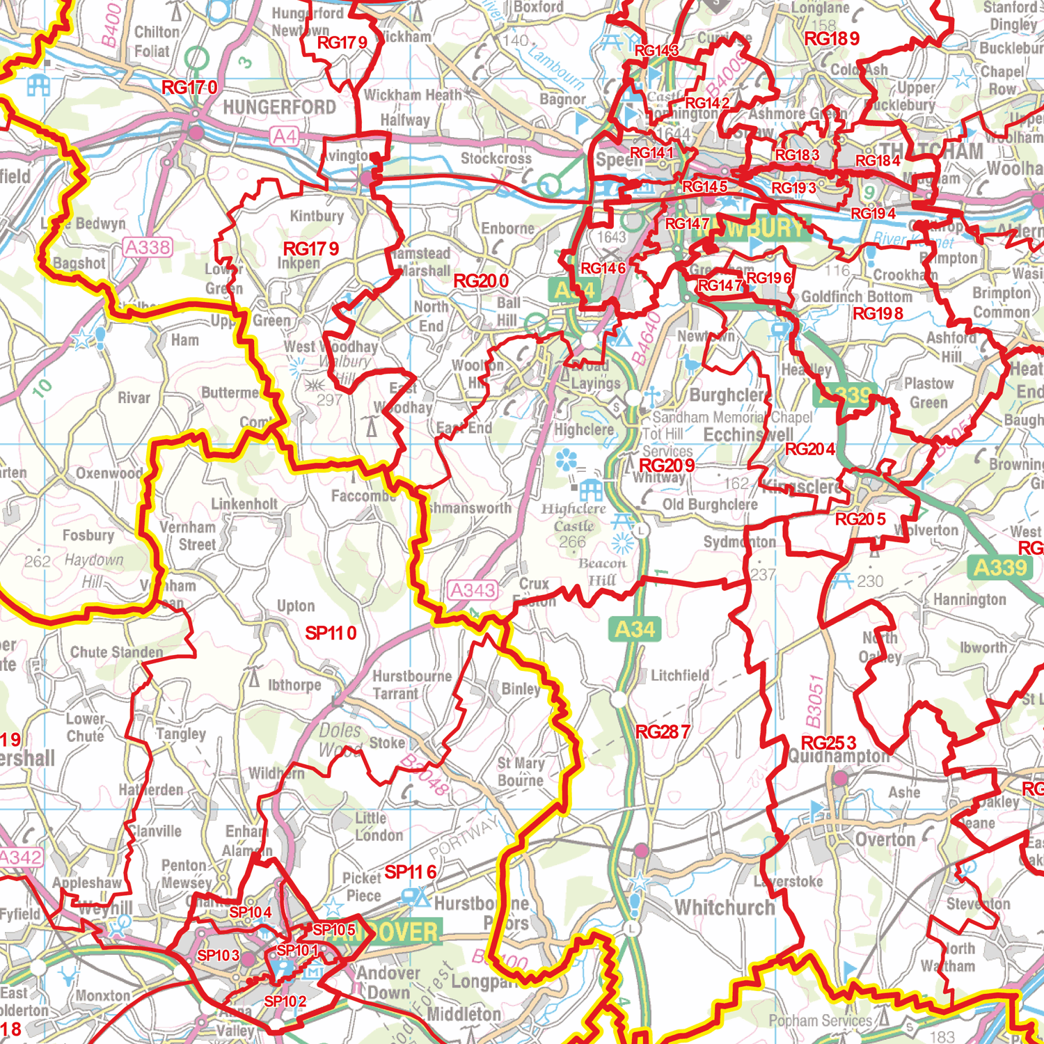 Postcode Sector Map - (S3) - Central Southern England - GIF Image